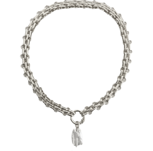 Collarbone Chain with Pearl pendant - Silver